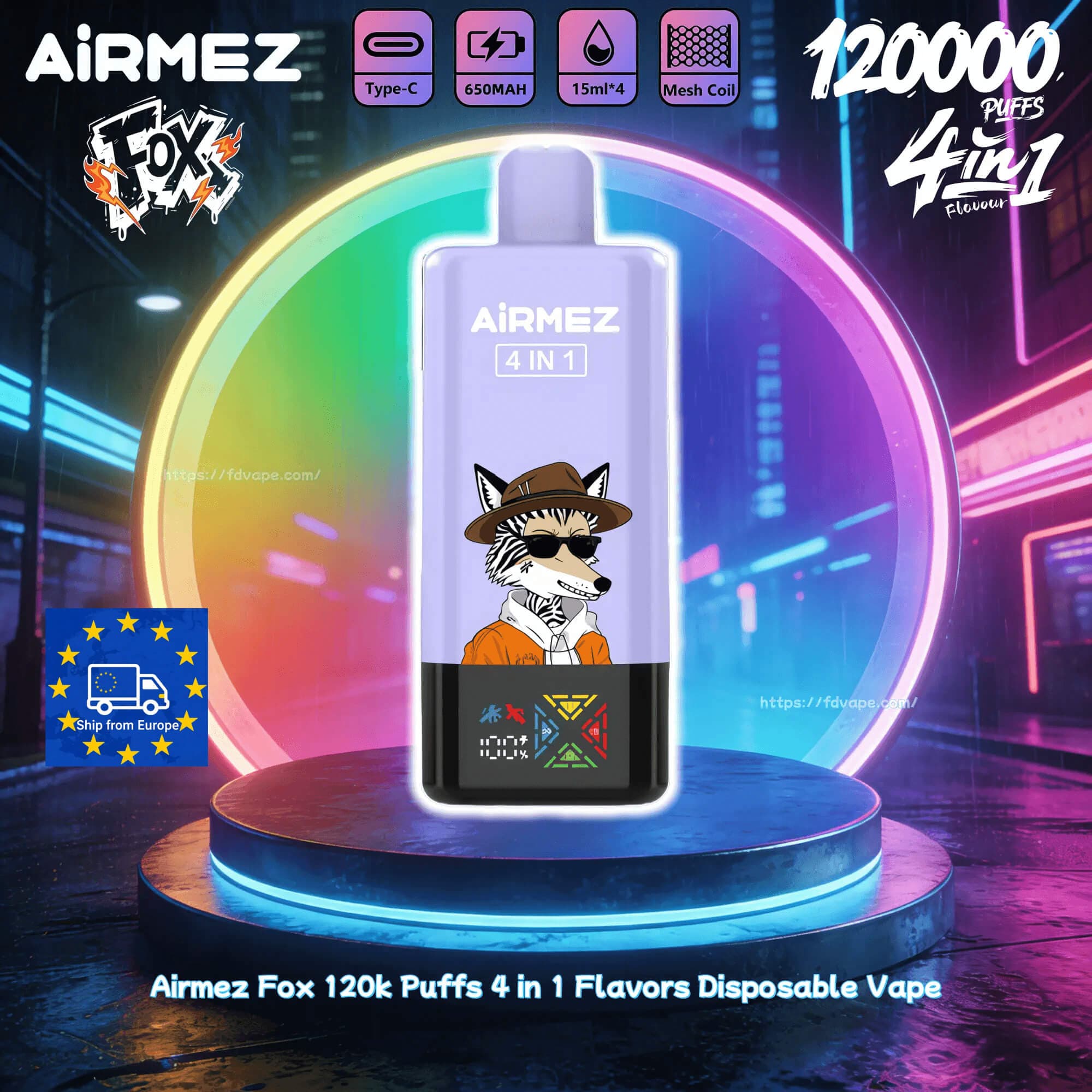 AiRMEZ FOX 4in1 – 120 000 pufów, 4 smaki, cena